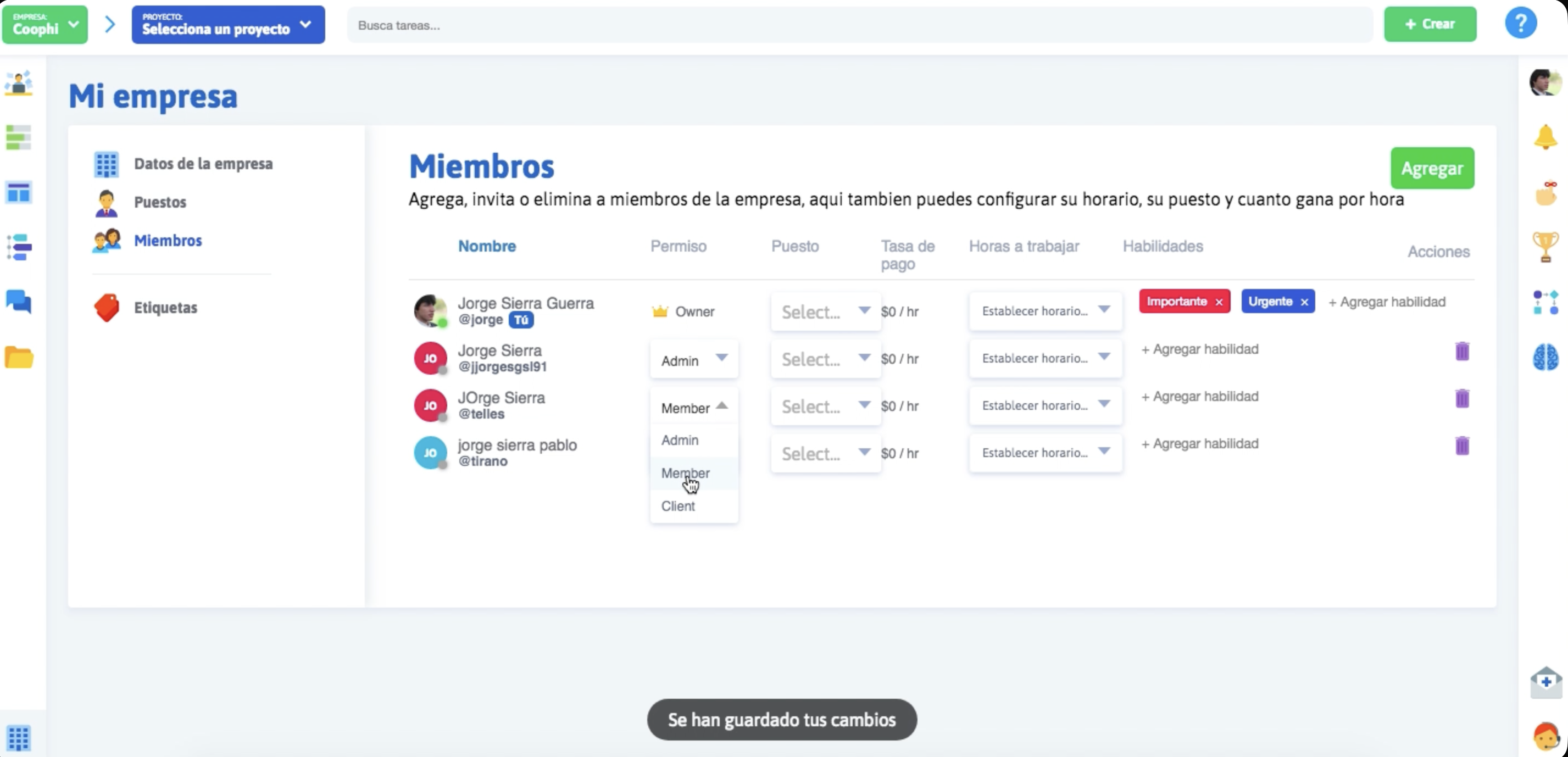 Coophi RBAC Permissions